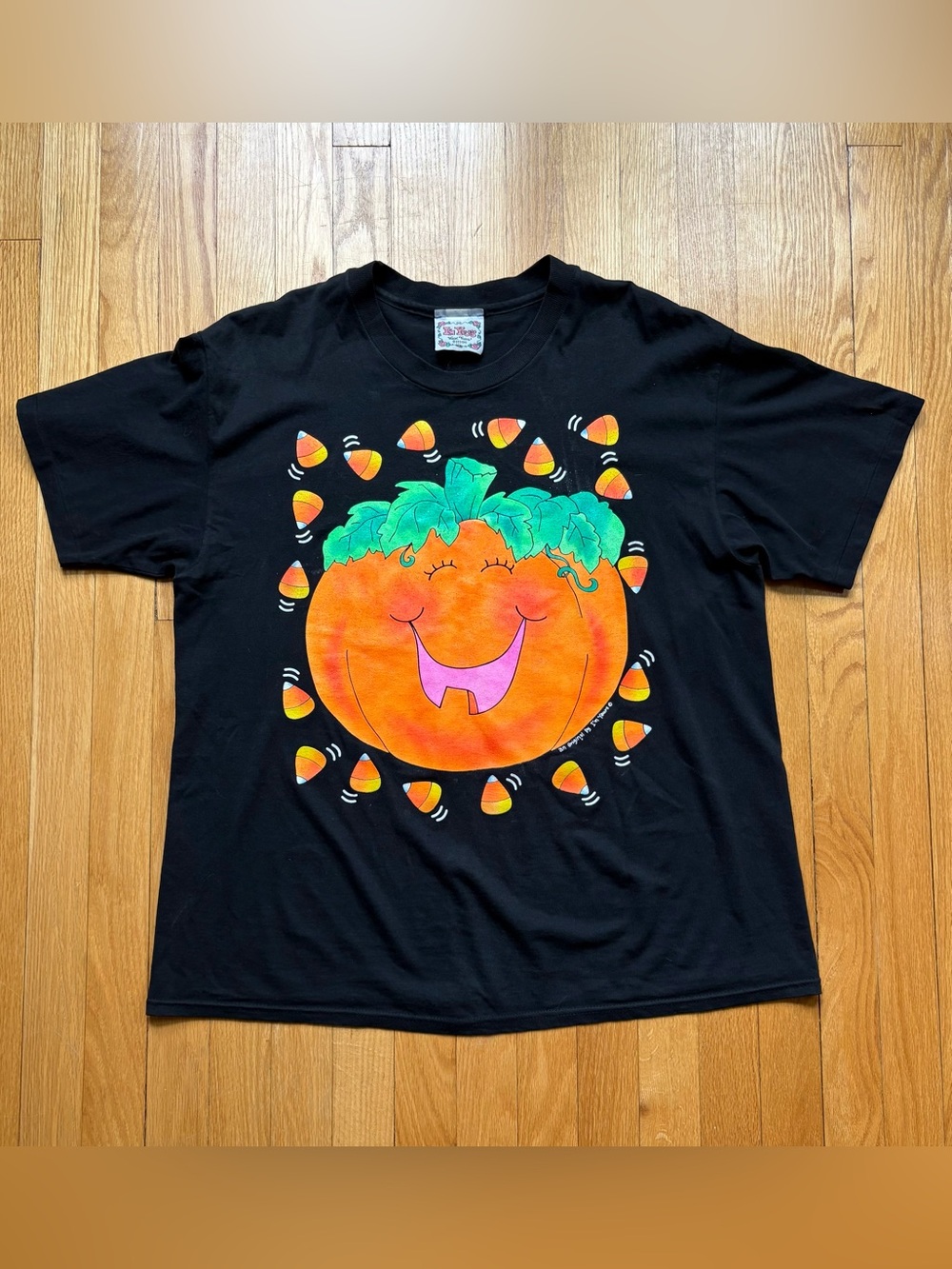 Vintage Halloween Pumpkin Candy Corn I’m Yours T-Shirt Large Black Orange USA